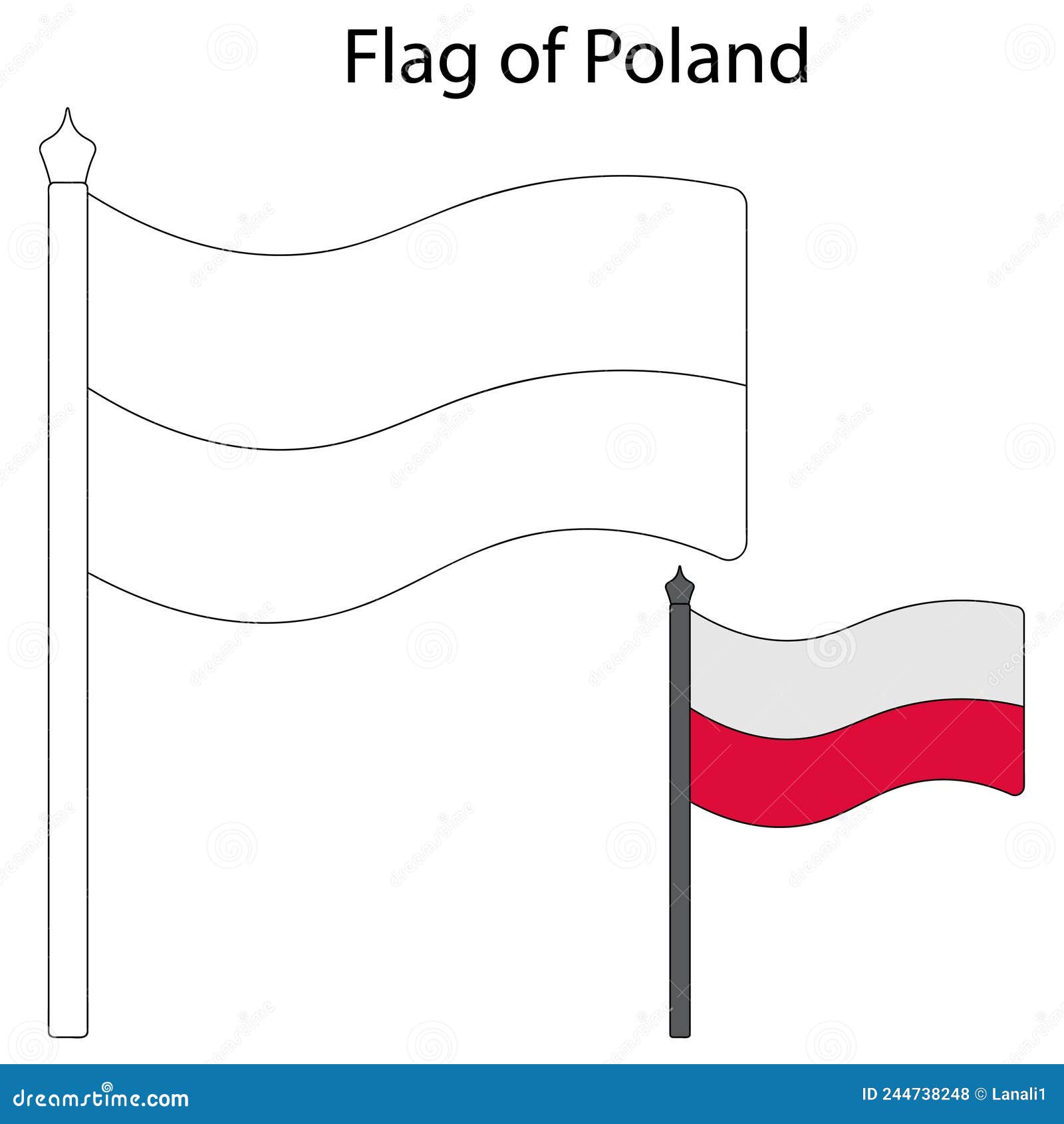 Flag of poland color the flag according to the given example vector illustration stock vector