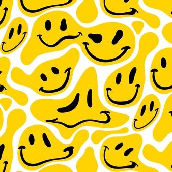 Premium vector distorted smile emoticon pattern smile illustration cute smiley face yellow aesthetic pastel