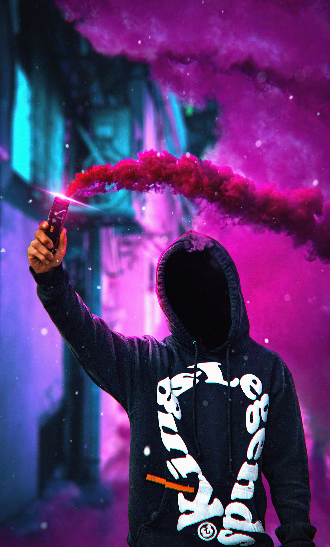 X anonymus hoodie with colorful smoke bomb k iphone hd k wallpapers images backgrounds photos and pictures