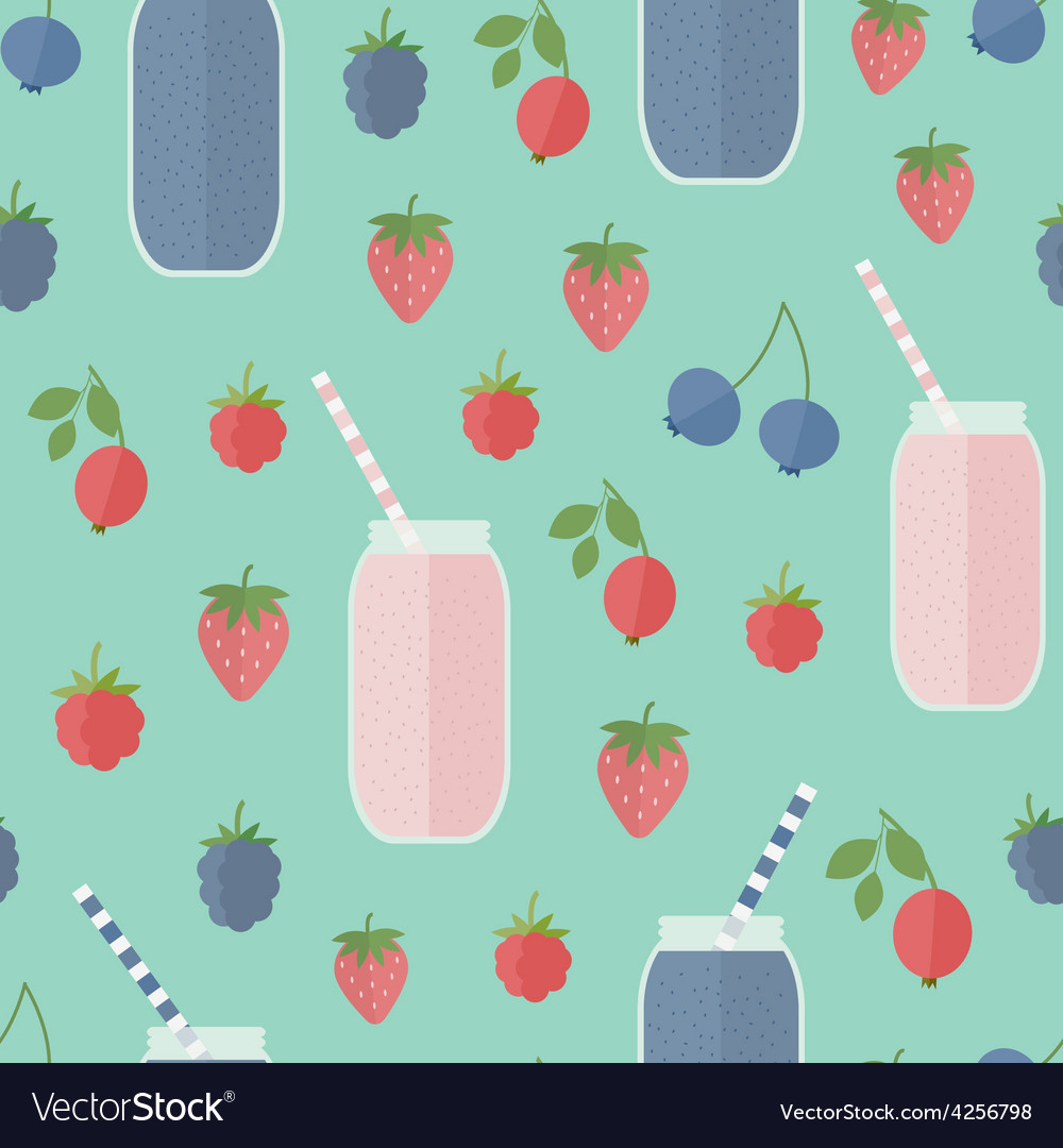 Seamless background smoothie and berries vector image