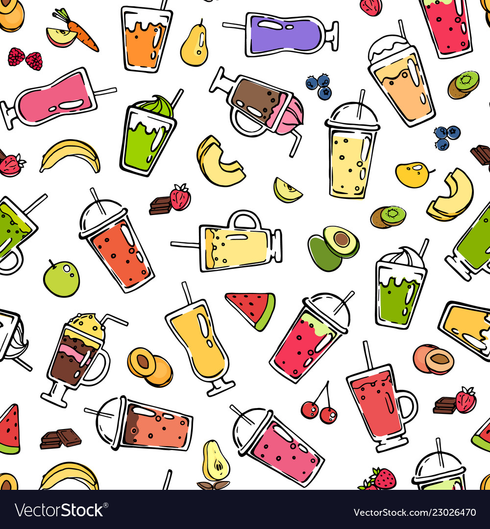 Doodle smoothie pattern or background royalty free vector