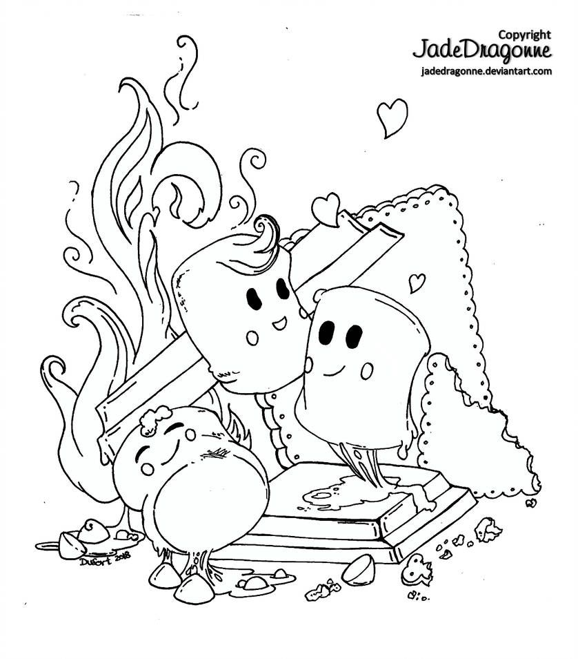 Smores by jadedragonne coloring pages cute coloring pages printable coloring pages