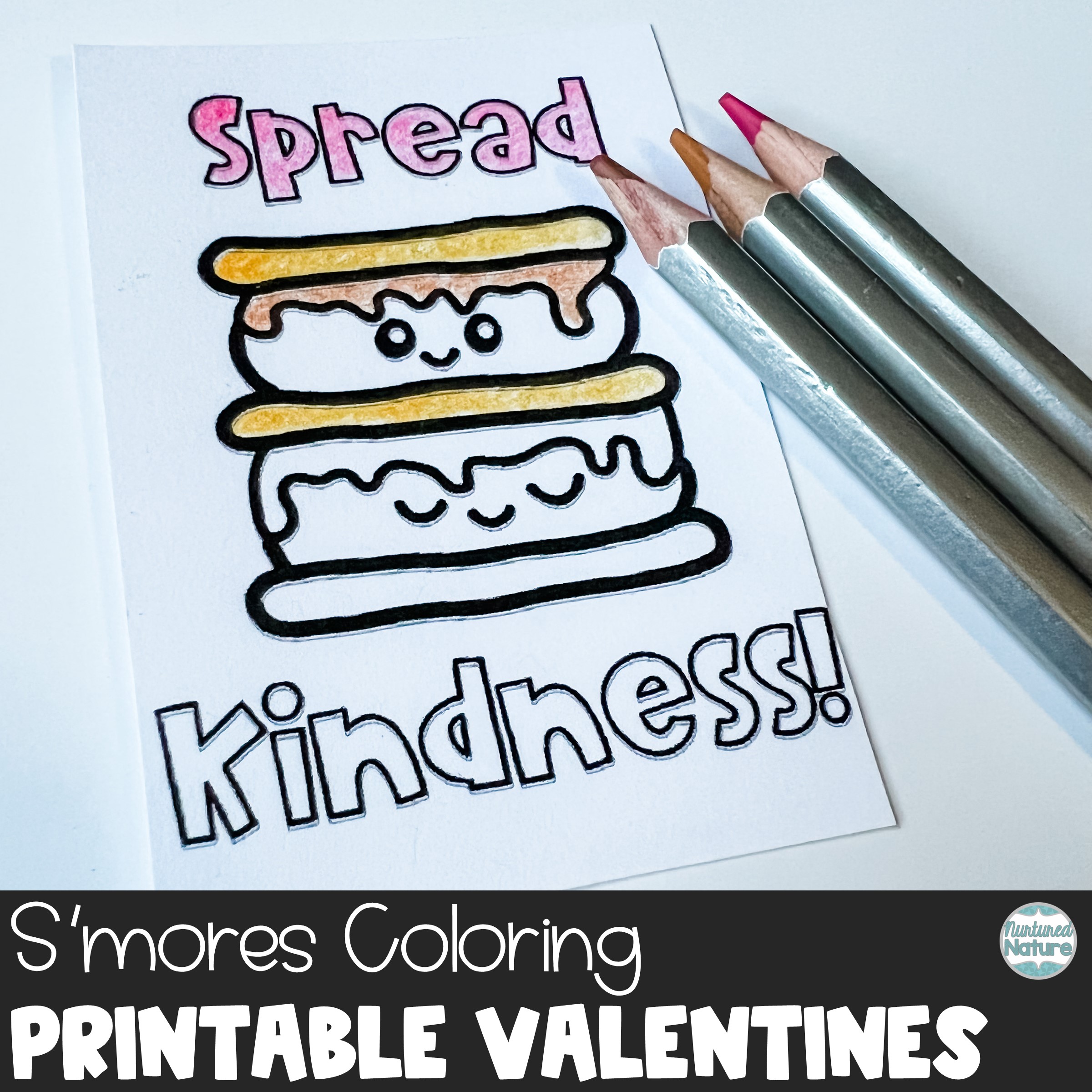 Smores coloring valentines day cards printable made by teachers