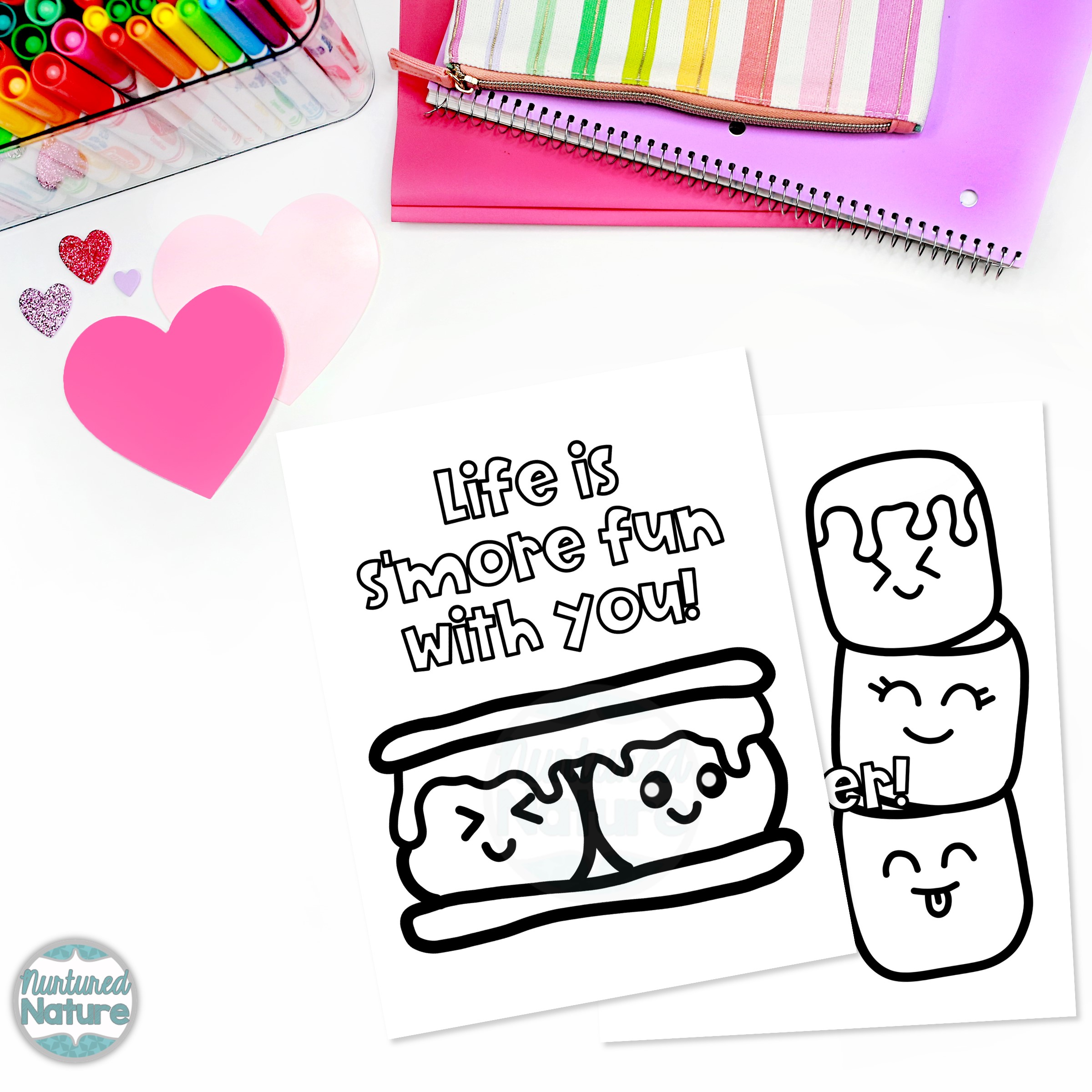 Smores coloring pages for valentines day craft made by teachers