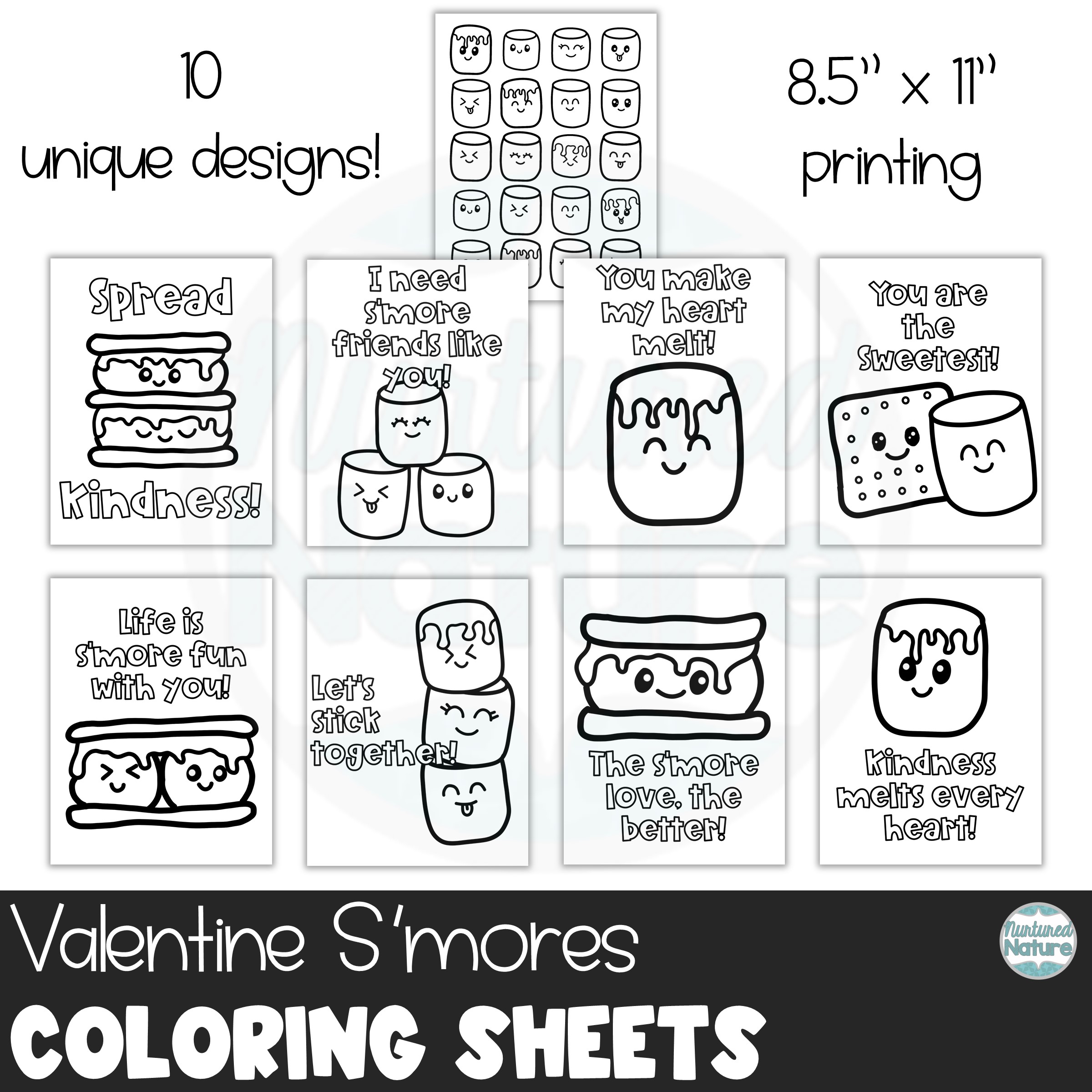 Smores coloring pages for valentines day craft made by teachers