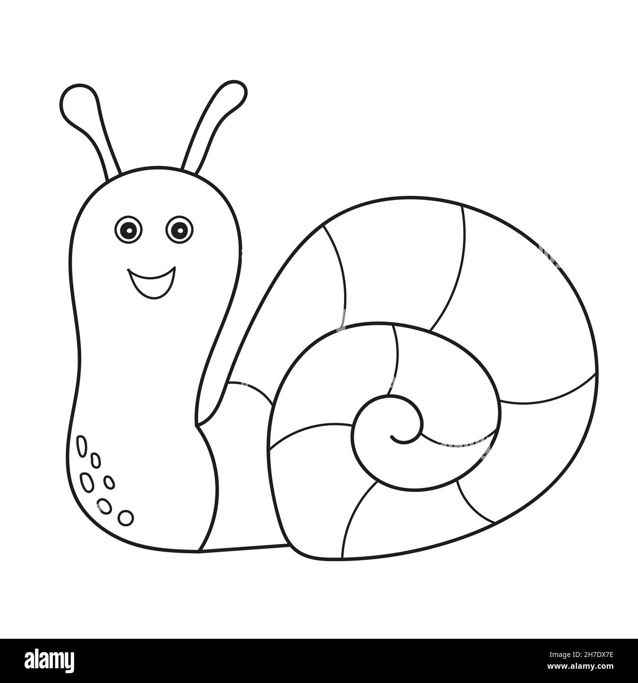 Simple coloring page little cute snail contour on white stock vector image art