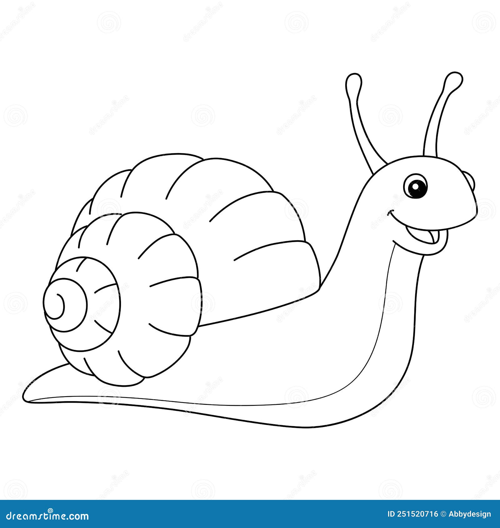 Snail animal coloring page for kids stock vector