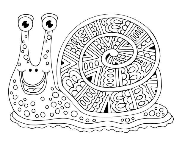 Cartoon of snail coloring pages stock illustrations royalty