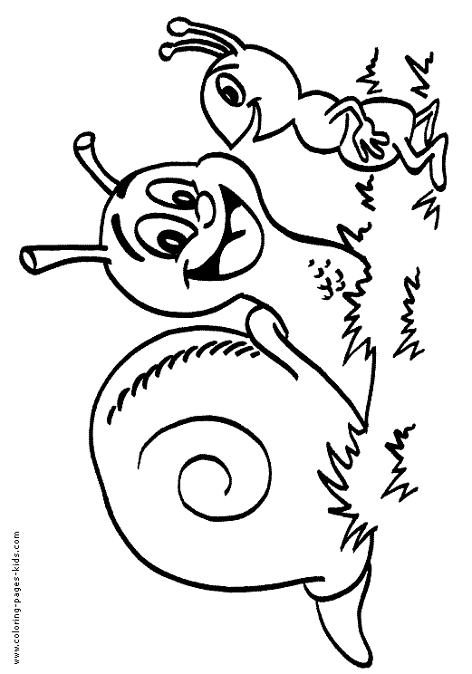 Snail and an ant color page