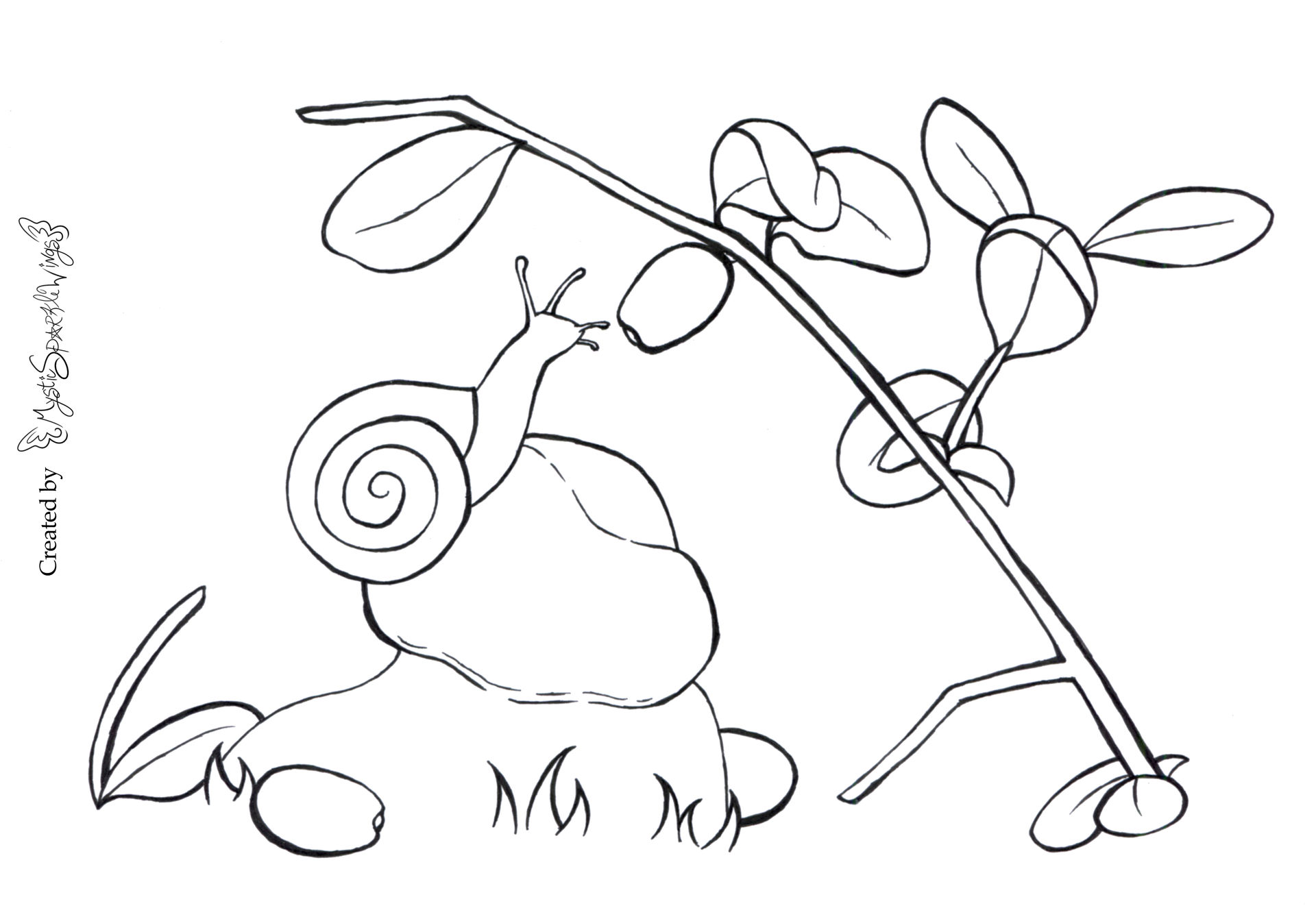 Sweet snail coloring page by mysticsparklewings on