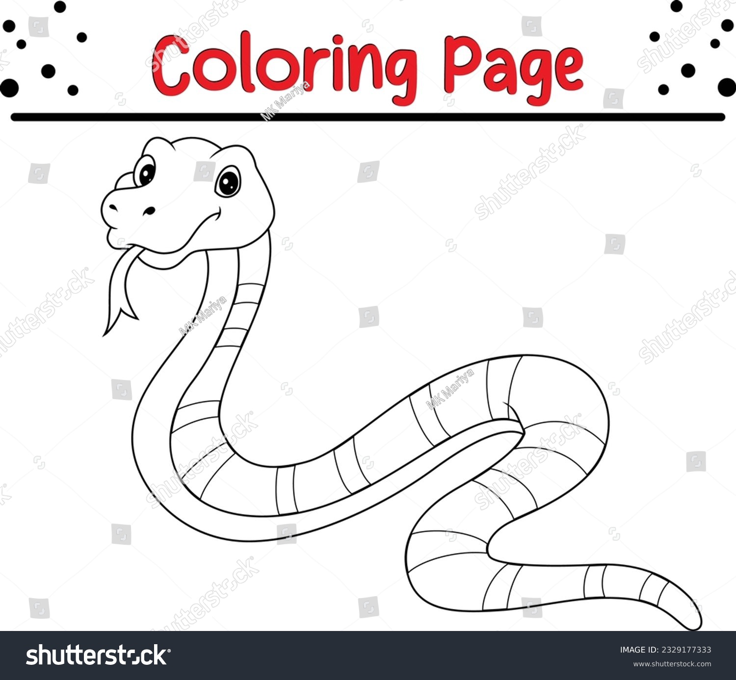 Coloring page outline cartoon snake animals stock vector royalty free