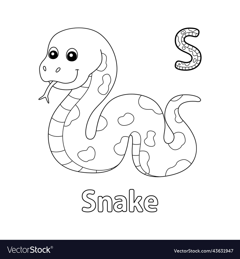 Snake alphabet abc coloring page s royalty free vector image
