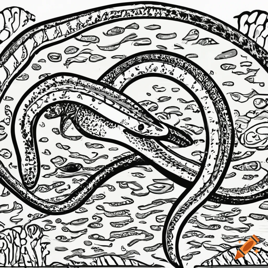 Eel swimming in ocean coloring page white background simple basic outline vector on