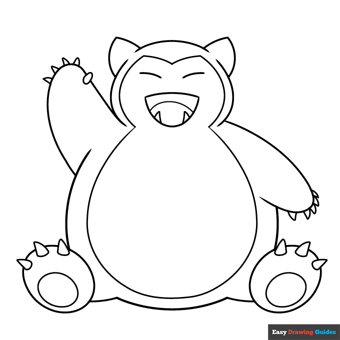 Snorlax pokãmon coloring page easy drawing guides