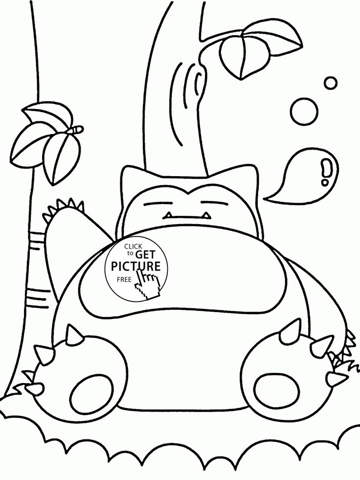 Big pokemon snorlax coloring pages for kids pokemon characters printables free