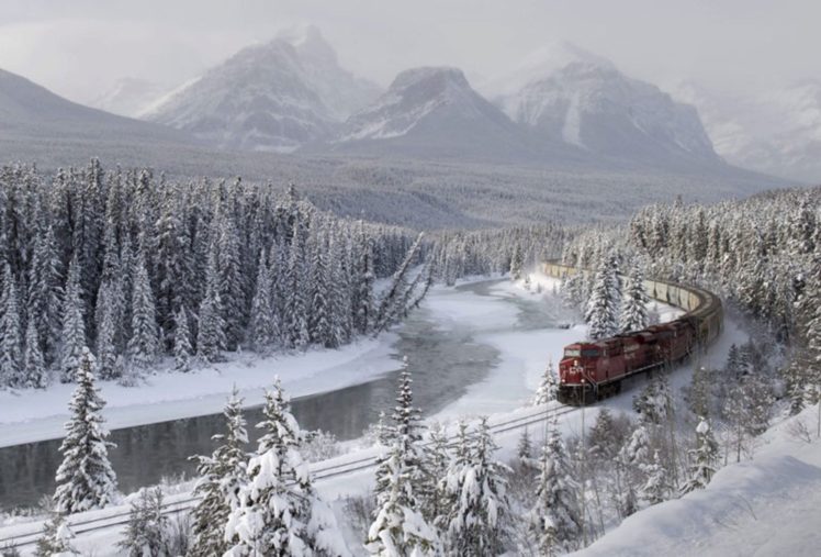 Train snow forest mountains hd wallpapers desktop and mobile images photos