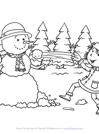 Snowball fight coloring page all kids network