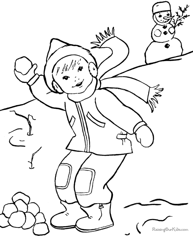 Snowball fight coloring page for the drummer and the wright county journal press