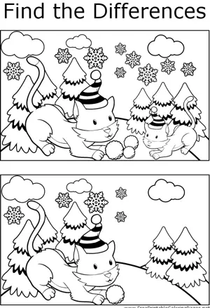 Ftd cat snowball fight coloring page