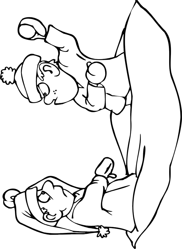Snowball coloring page snowball fight
