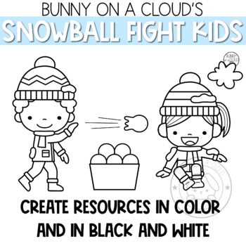 Snowball fight kids clipart by bunny on a cloud by bunny on a cloud