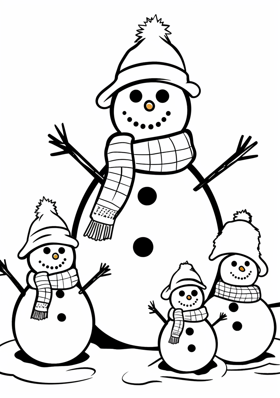 Snowman family coloring s