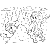 Snowball fight coloring pages
