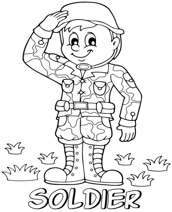 Saluting soldier printable coloring page soldier soldier images preschool pictures