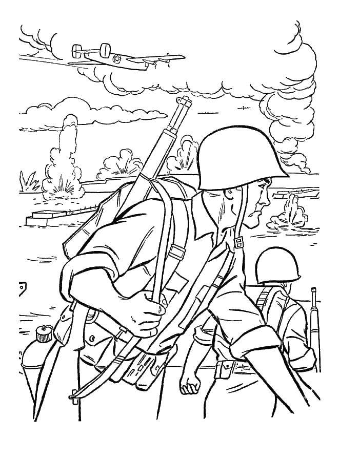 Online coloring pages front coloring the soldiers at the front military