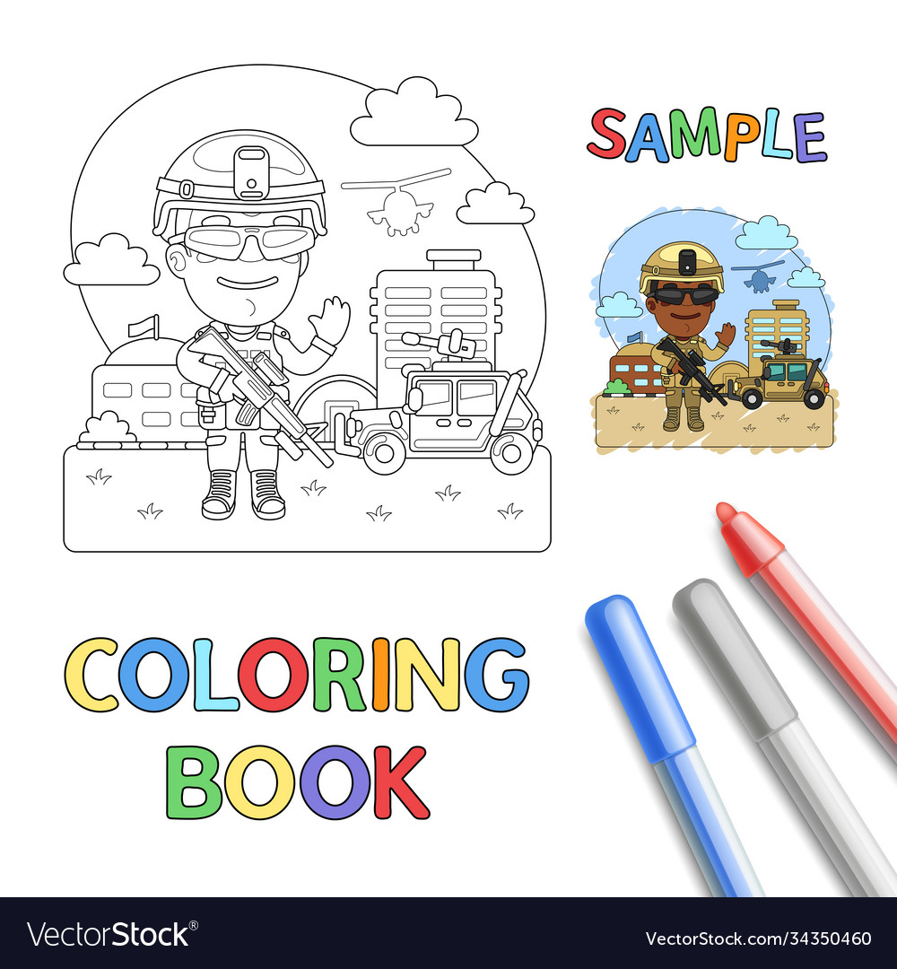 Soldier coloring page royalty free vector image
