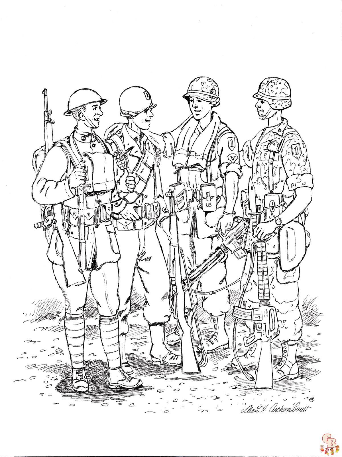 Get creative with army coloring pages for kids