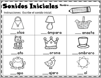 Sonidos iniciales freebie by bilingual teacher world tpt