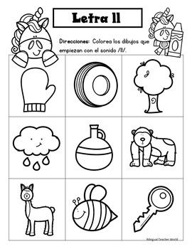 Dual language initial sound coloring sheets actividades de letras actividades para lectoescritura actividades del alfabeto en preescolar