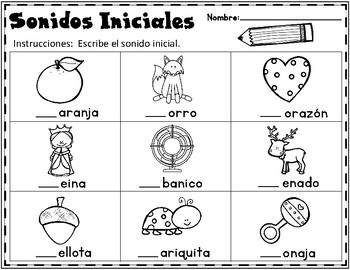Sonidos iniciales freebie by bilingual teacher world tpt