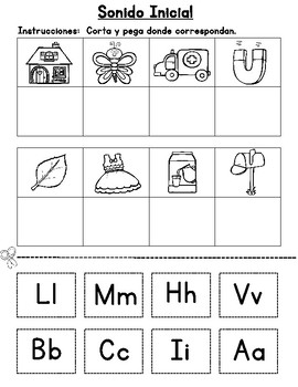 Sonidos iniciales spanish alphabet worksheets by bilingual teacher world