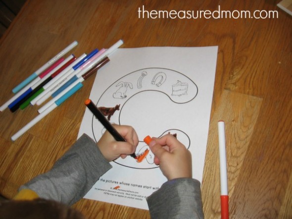 Beginning sounds coloring pages