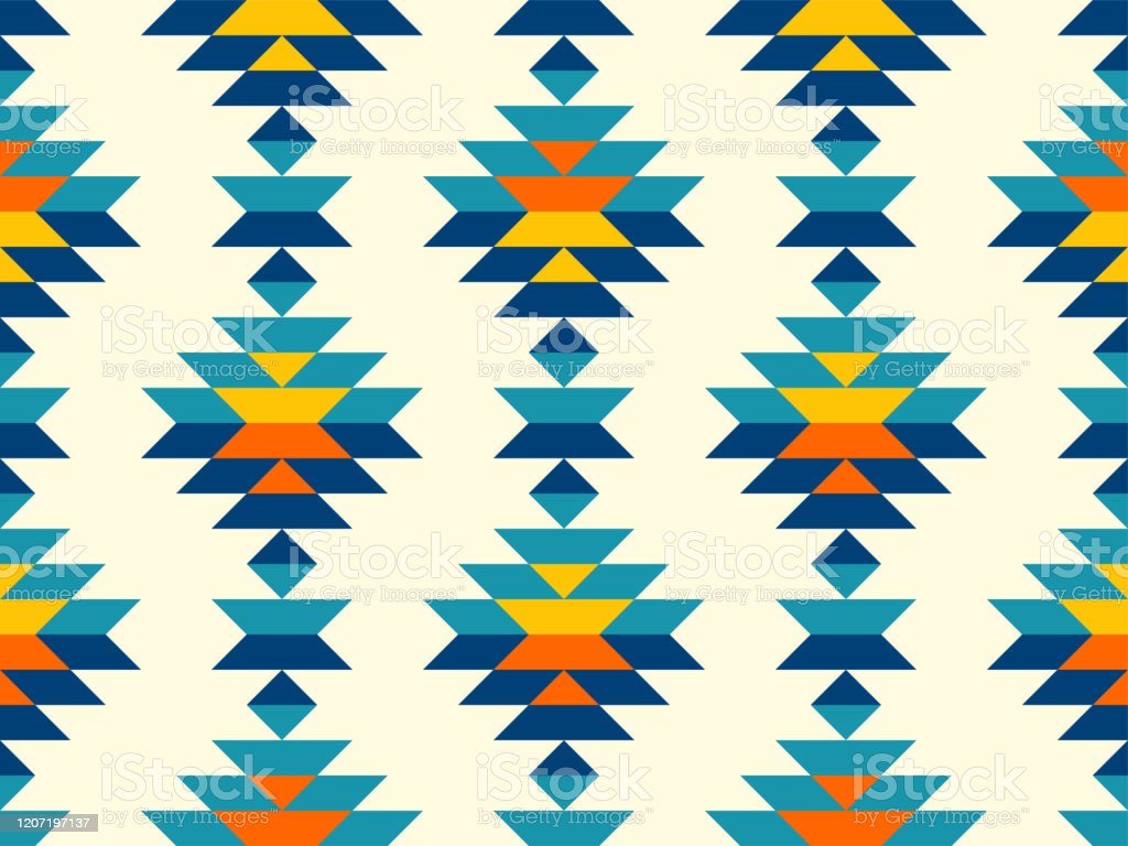 Boho aztec vertical diamonds rows colorful pattern stock illustration