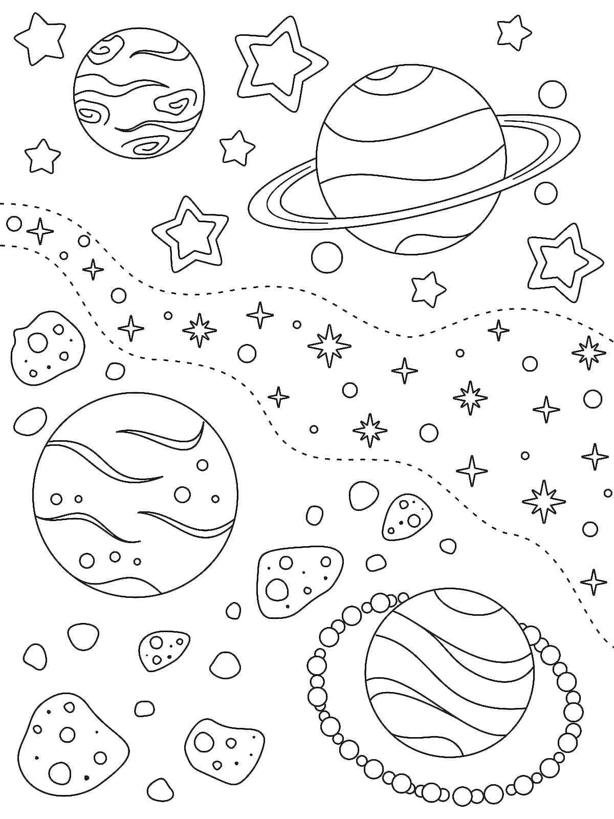 Outer space to print coloring page