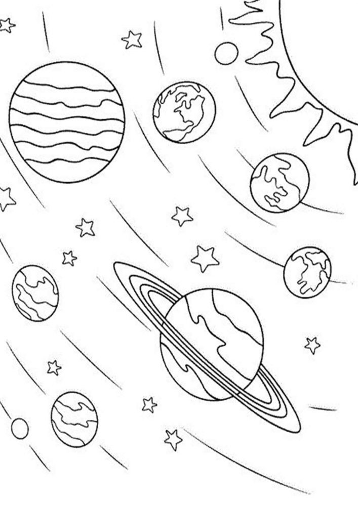 Free easy to print space coloring pages