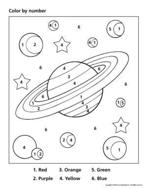 Space color by number crafts and worksheets for preschooltoddler and kindergarten space preschool space lessons space crafts