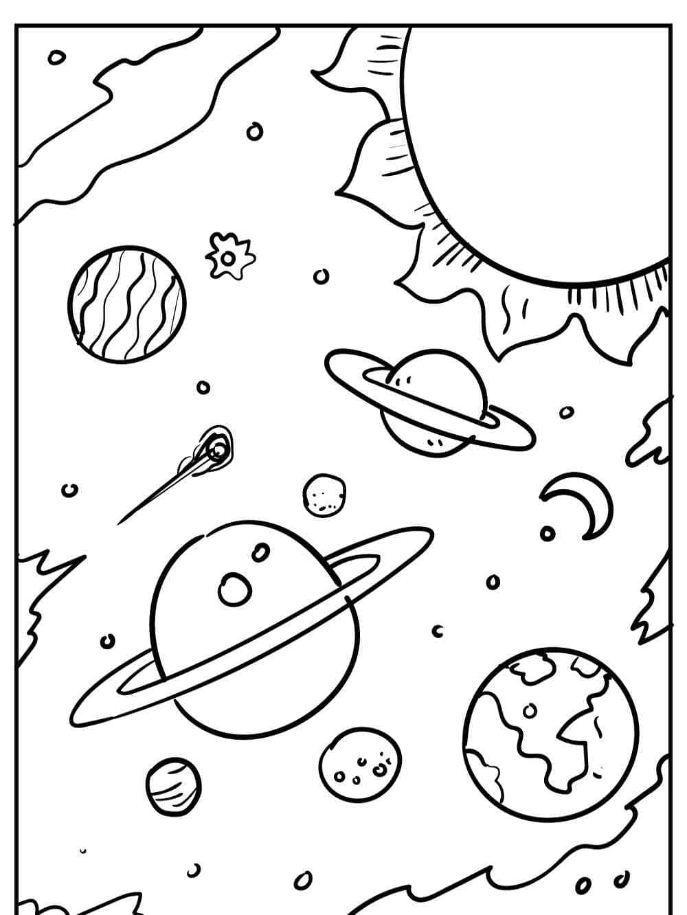 Outer space free coloring page