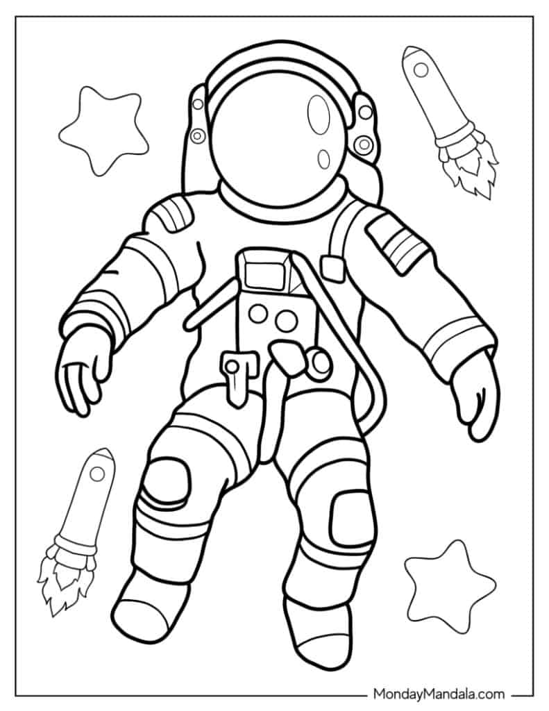 Astronaut coloring pages free pdf printables