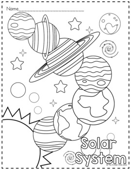 Space coloring pages by the kinder kids tpt