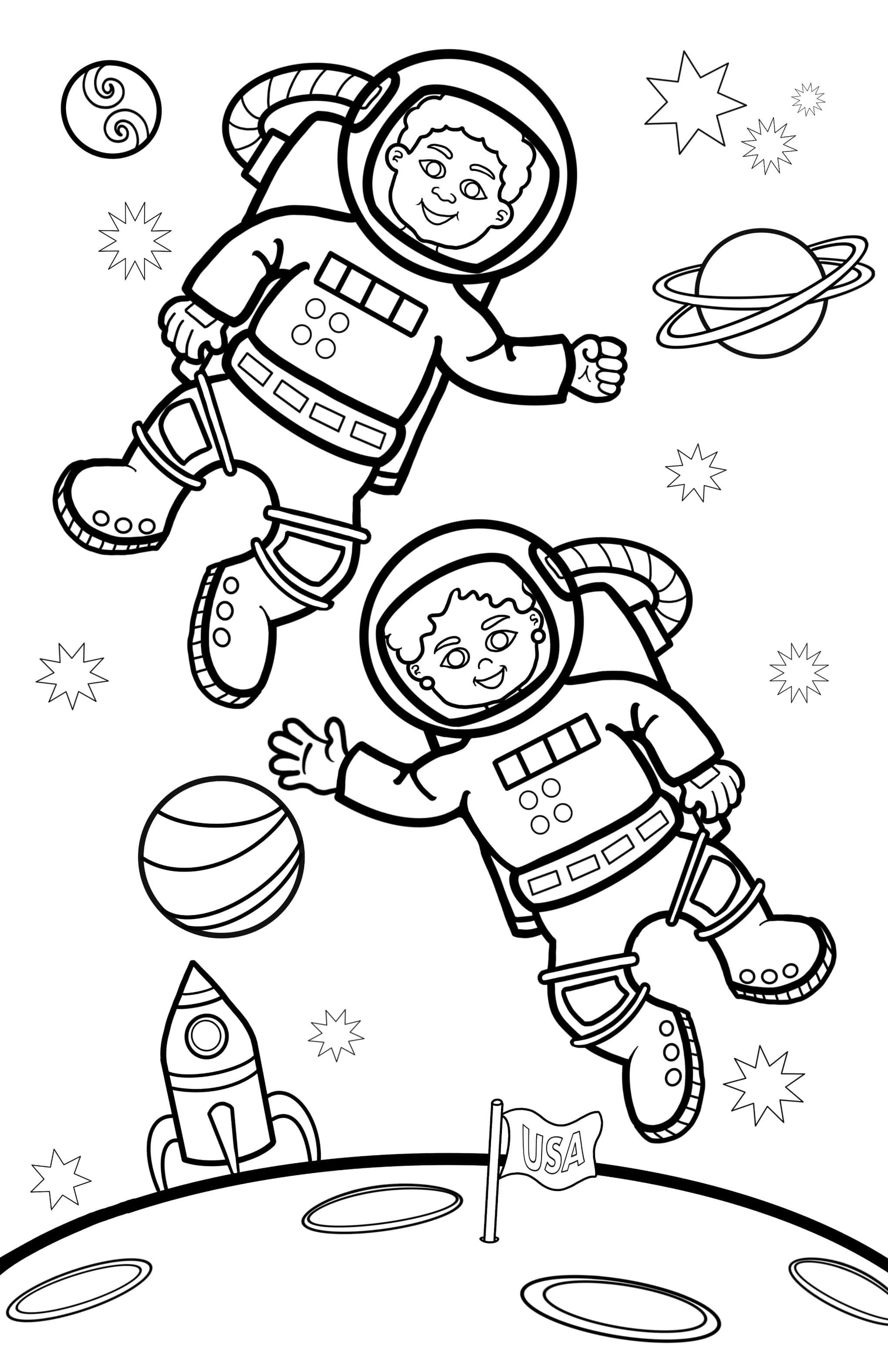 Kids in space coloring page digital download â jadens freedom art