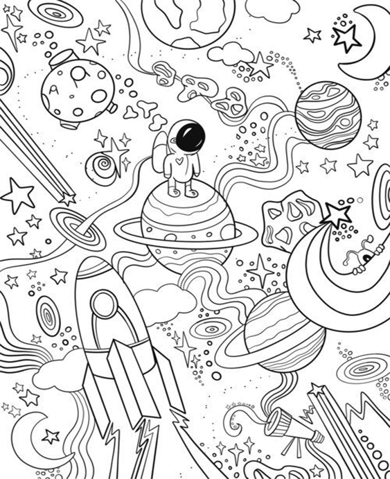 Free easy to print space coloring pages