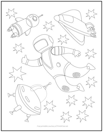 Astronaut in space coloring page print it free