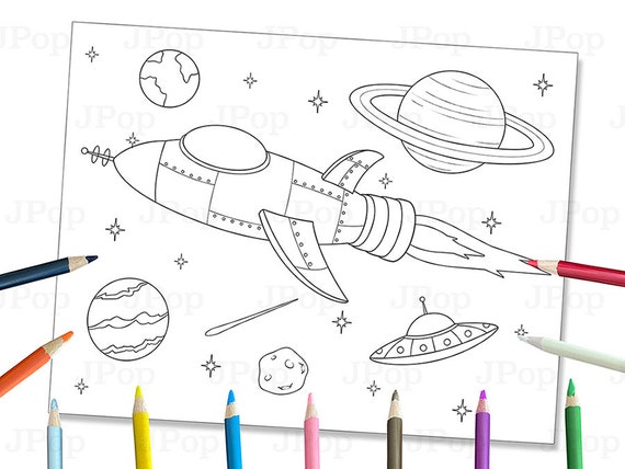 Spaceship coloring pages spaceship spaceship coloring page spaceship printable coloring sheet outer space digital download