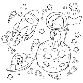 Spaceship coloring pages vectors illustrations for free download