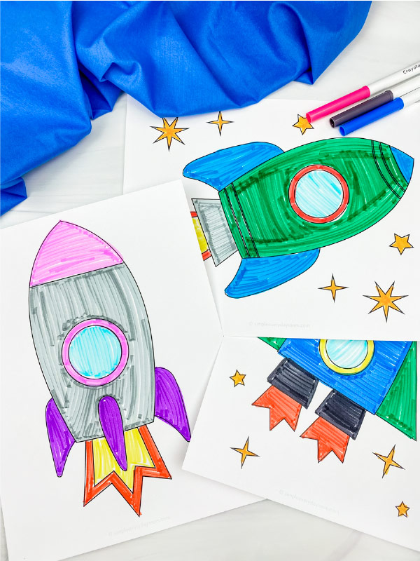 Simple rocket ship coloring pages free printable