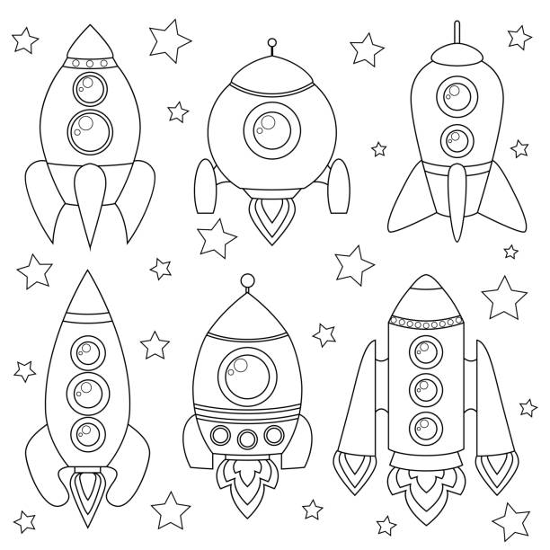 Spaceship coloring pages stock illustrations royalty